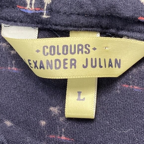 Alexander Julian Colours Shirt Mens L Polo Blue Short Sleeve Palm Trees Print - Picture 3 of 10